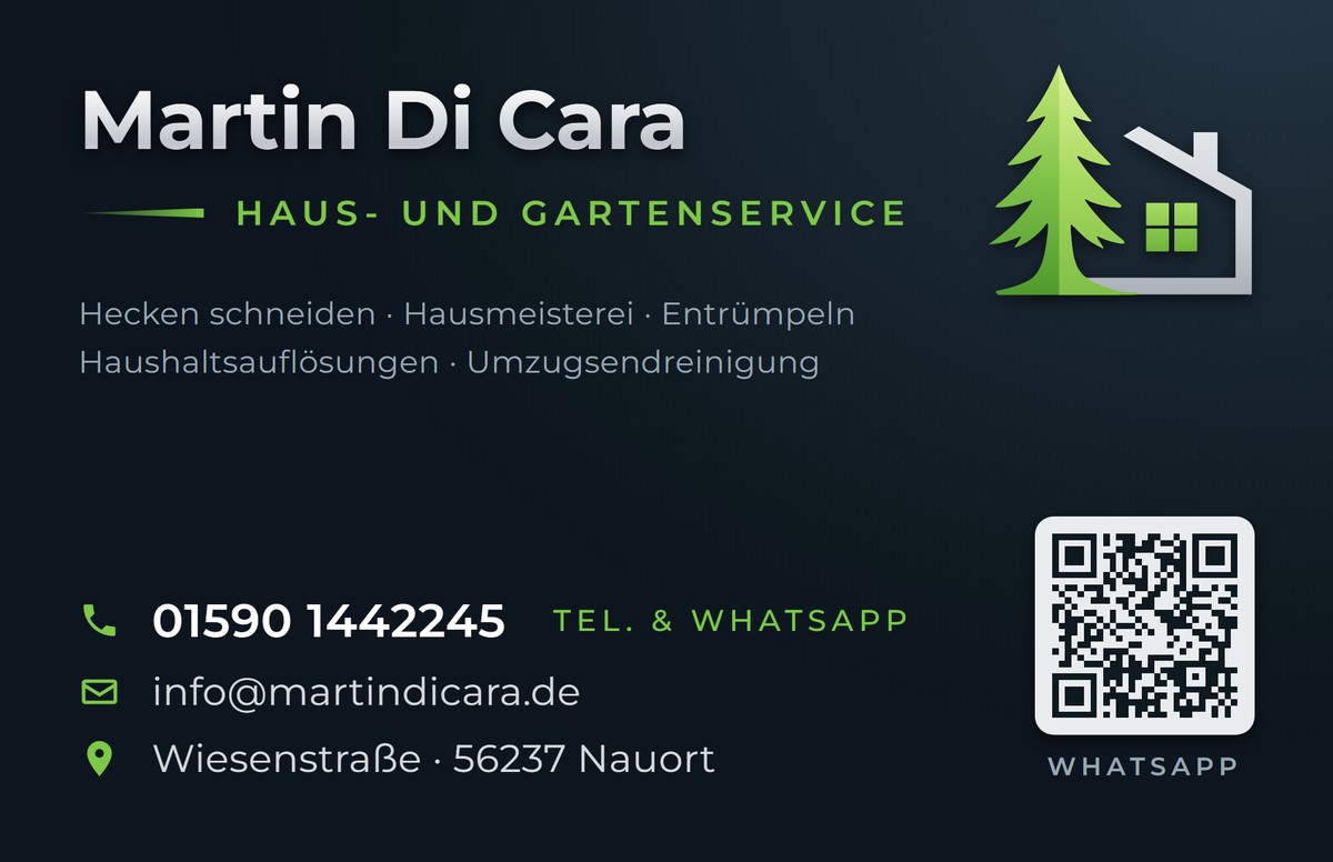 Visitenkarte Vorderseite mit Kontaktdaten
